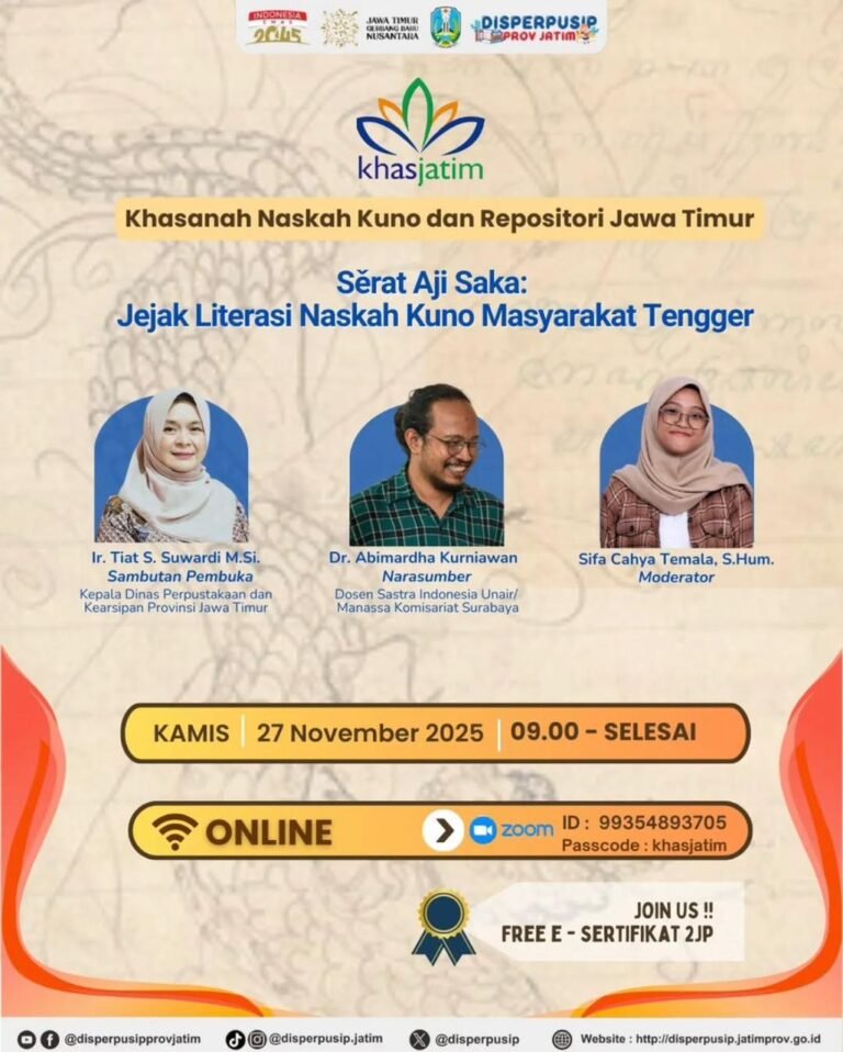 Webinar -“Sêrat Aji Saka: Jejak Literasi Naskah Kuno MasyarakatTengger”